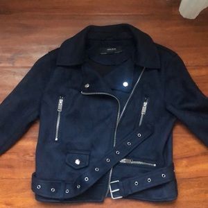Navy Blue Zara Suede Jacket Size Small
